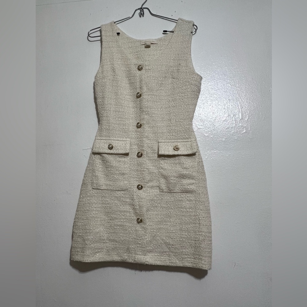 White Preppy with Gold Buttons Dress